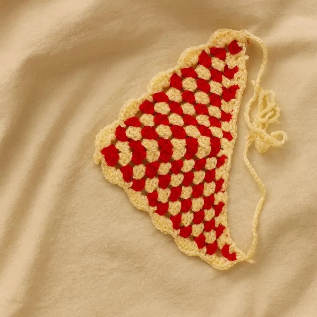 Crochet Bow Hair Clip — Red & White — photo 1