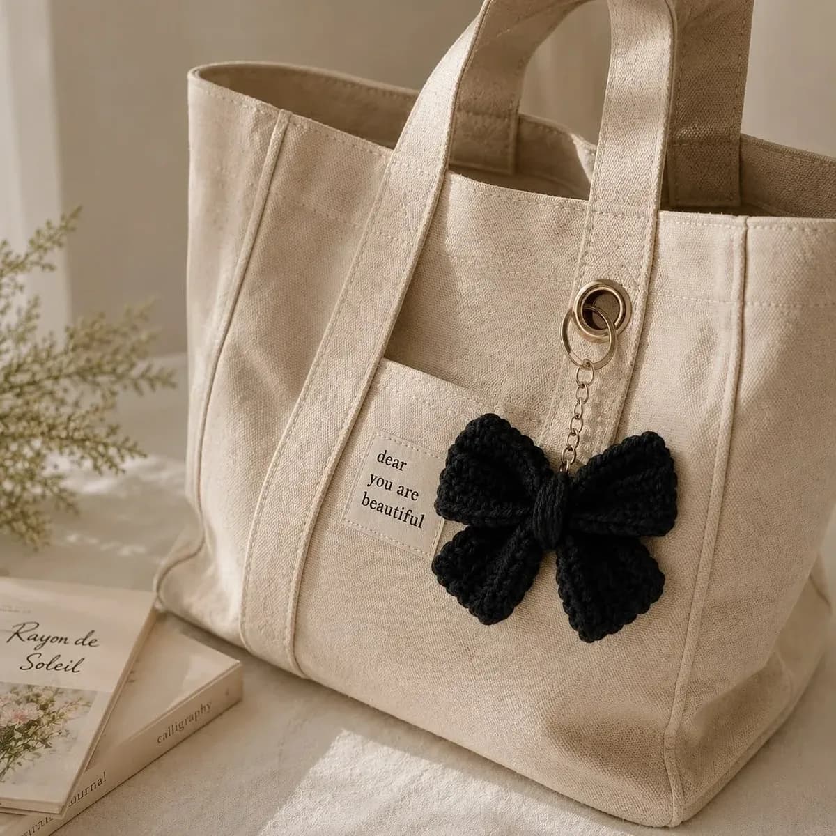 Crochet Bow Keychain — Black — photo 1