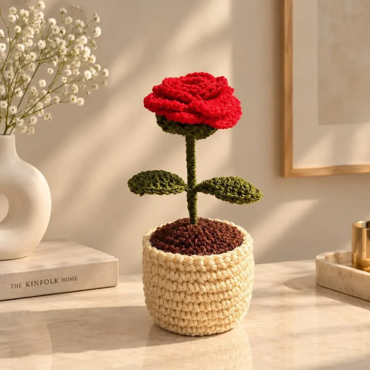 Crochet Rose Flower Pot — Red — photo 2