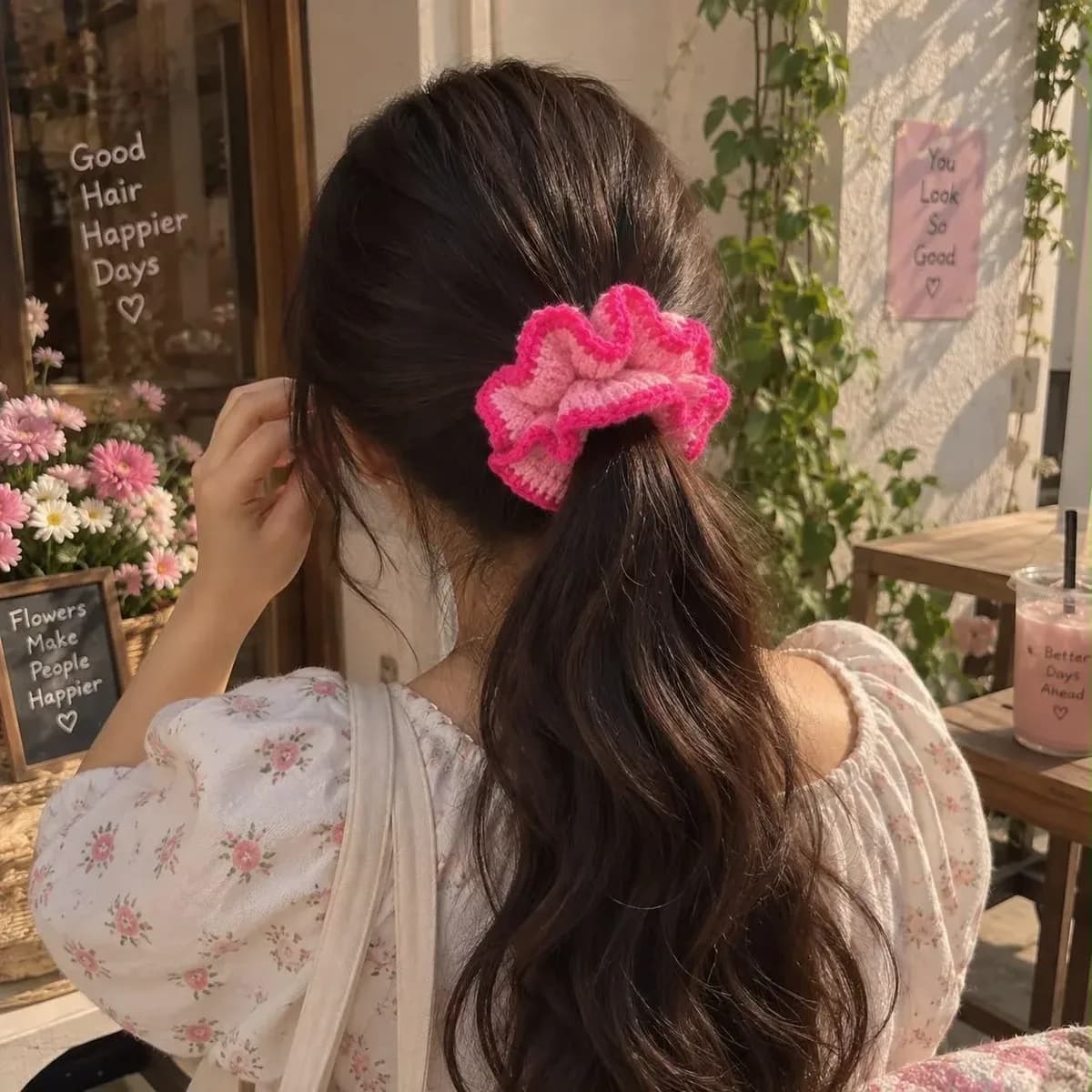 Crochet Bow Hair Clip — Pink — photo 1