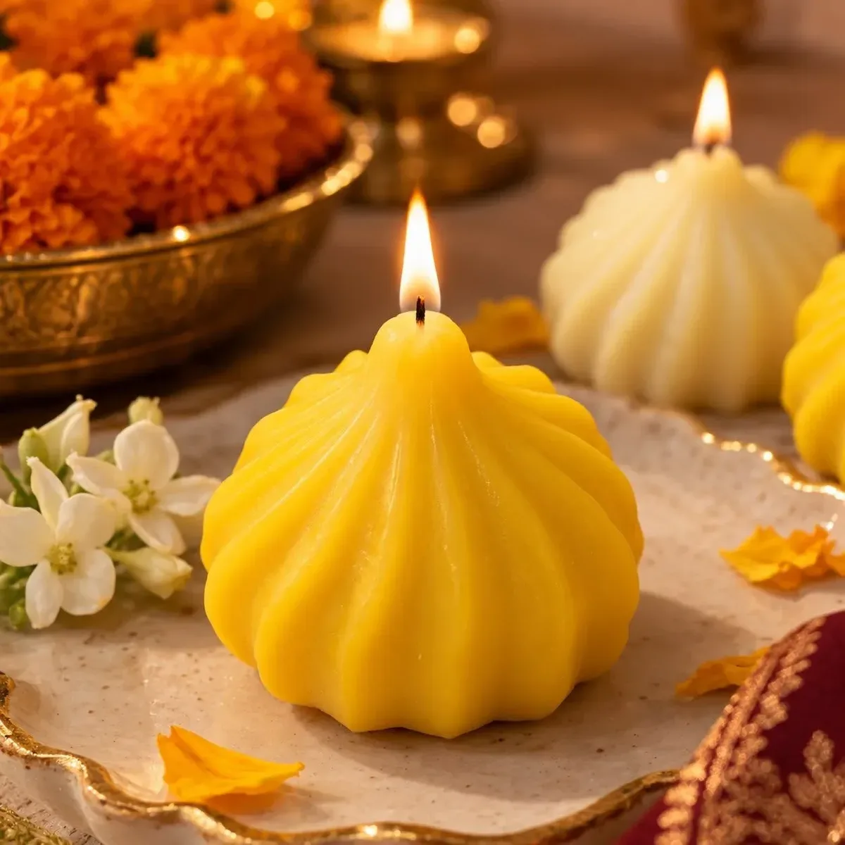 Modak Candle — Yellow & White — photo 1