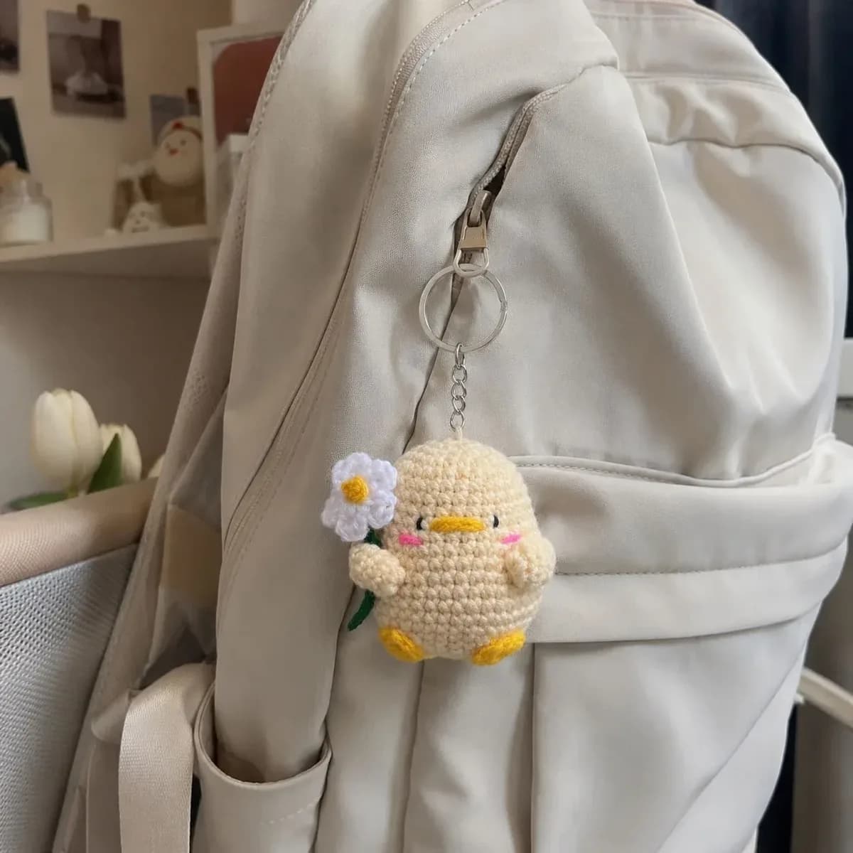 Mini Crochet Chick Keychain — Yellow — photo 1